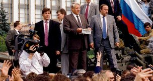 Image result for Boris yeltsin standing on a tank during anti-Gorbachev coup
